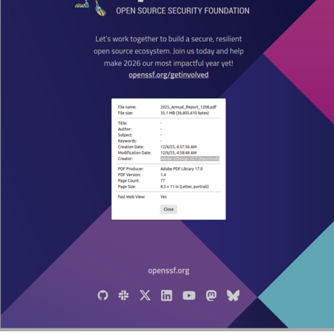 I was looking at the @openssf@social.lfx.dev OpenSSF annual report and wondering which kind of open source they use for their publishing. 