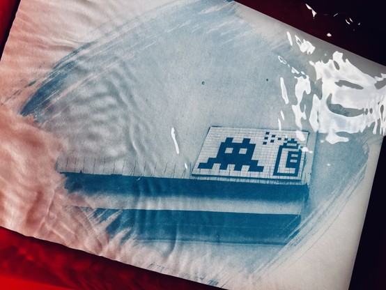 Cyanotype invader, Paris 2025 and Belgium 2026